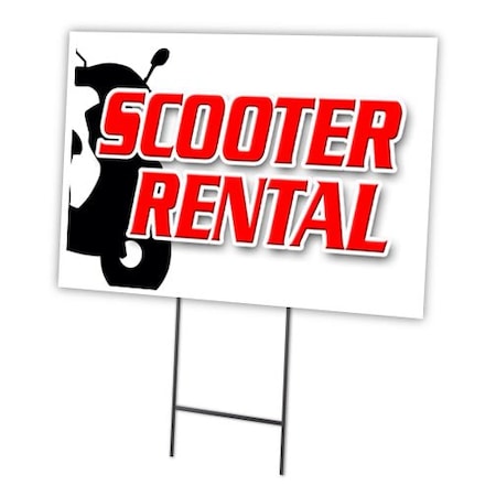 Signmission Scooter Rental Yard Sign & Stake outdoor plastic coroplast window, C-2436-DS-Scooter Rental C-2436-DS-Scooter Rental